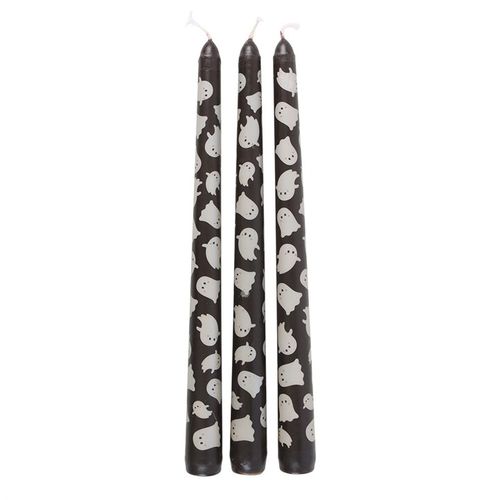 Set of 3 Ghost Print Taper Candles
